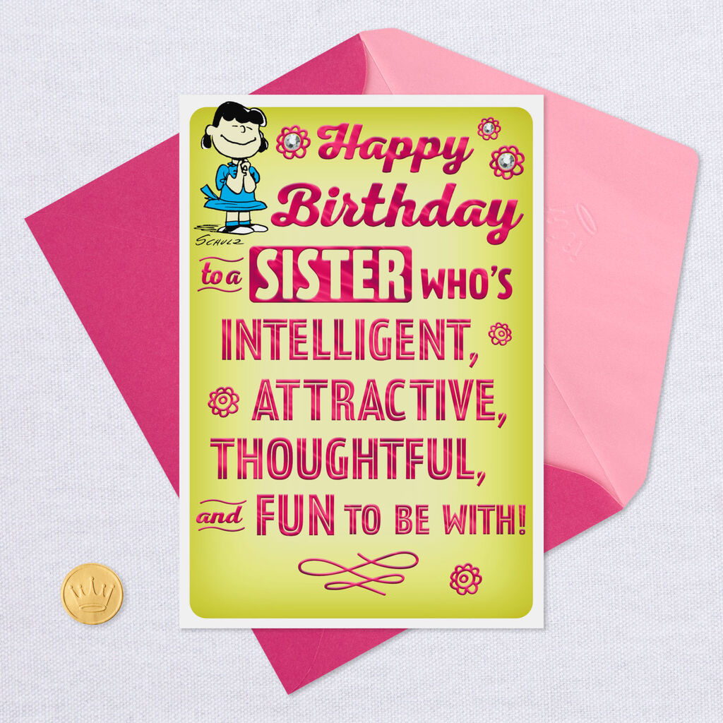 Peanuts Lucy Fun And Intelligent Sister Funny Birthday Card