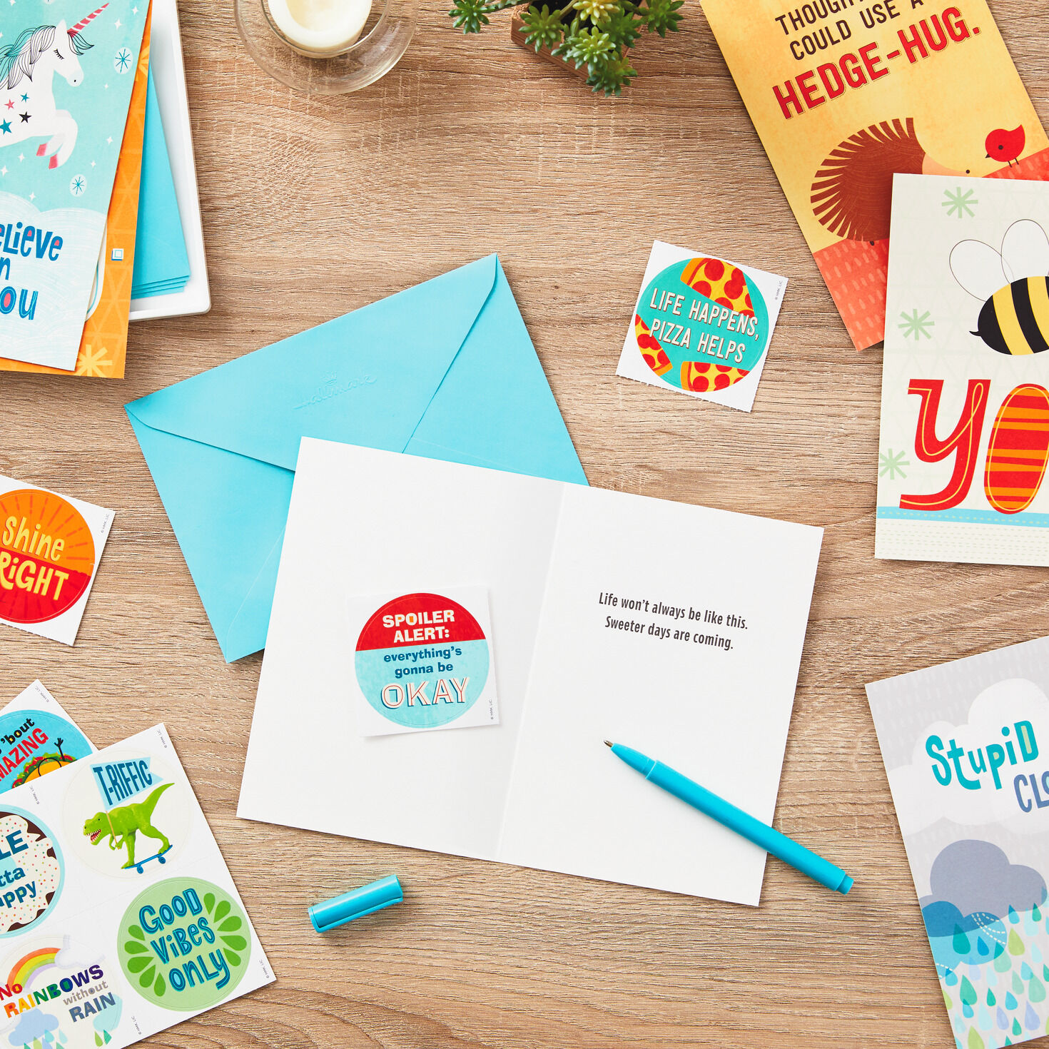 Whimsical Assorted Kids' Encouragement Cards With Stickers, Pack of 12, , large image number 2