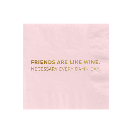 Soft Pink "Friends Are Like Wine" Cocktail Napkins, Set of 16, , large