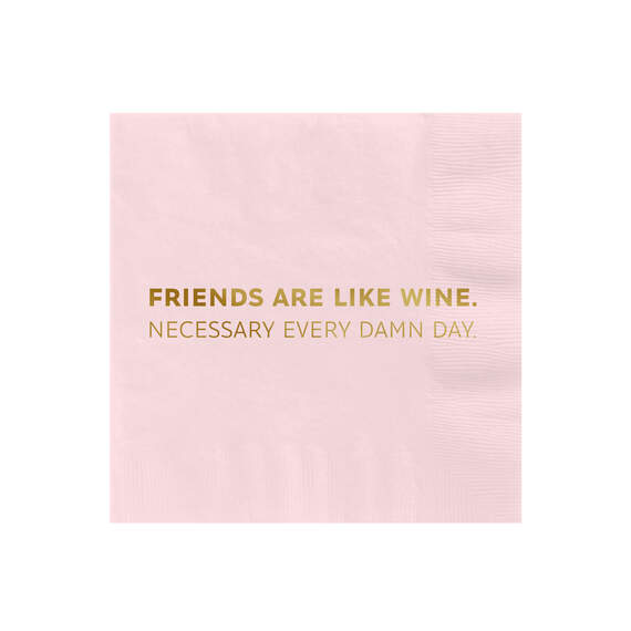 Soft Pink "Friends Are Like Wine" Cocktail Napkins, Set of 16