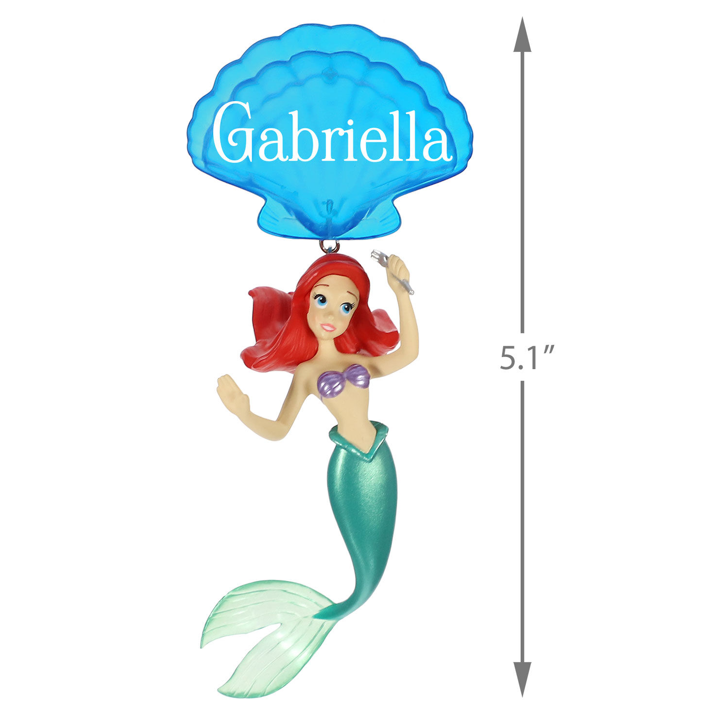 Little Mermaid With Shell Personalized Ornament measurement image number 3