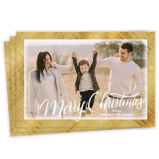 Elegant Gold Frame Flat Christmas Photo Card, 