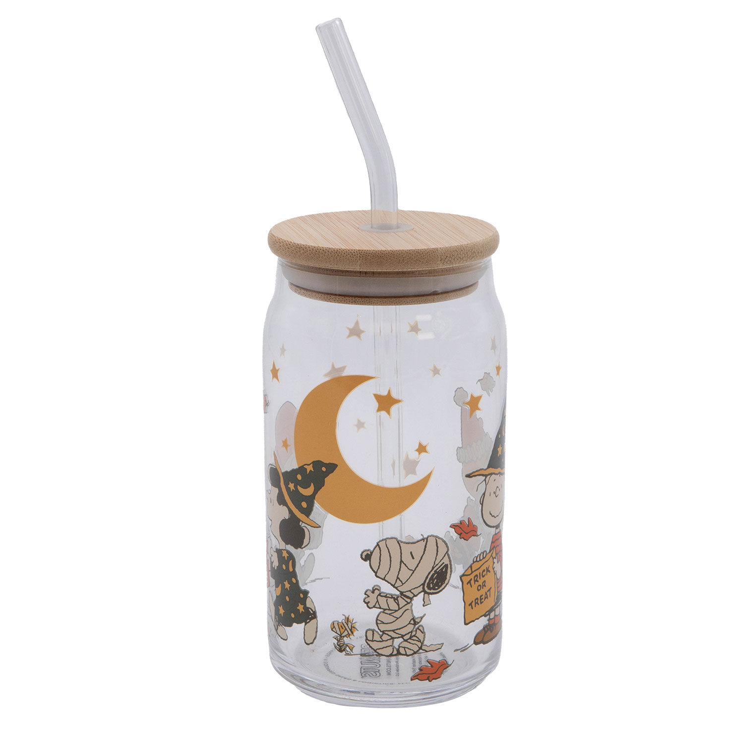 Peanuts Gang Trick-or-Treating Glass Cup With Straw front image number 1