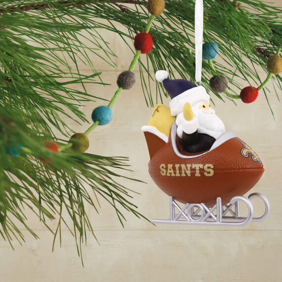 NFL New Orleans Saints Santa Football Sled Hallmark Ornament, , large image number 2