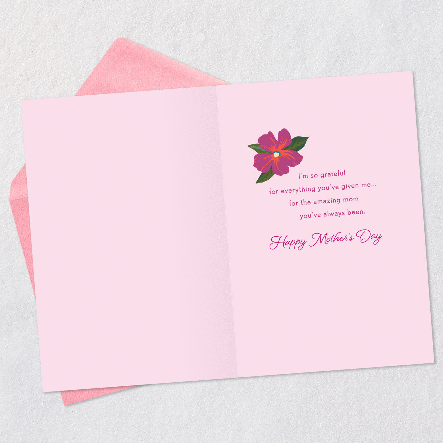 Colorful Flowers on Navy Mom Mother's Day Card Open card with envelope image number 3