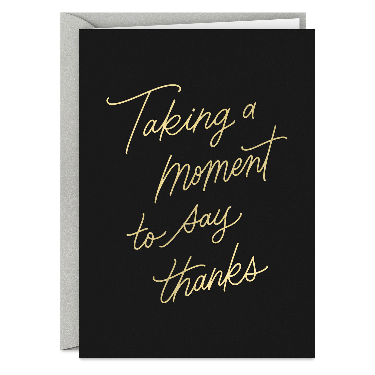 Gold Script on Black Blank Thank You Note Cards  image number 2