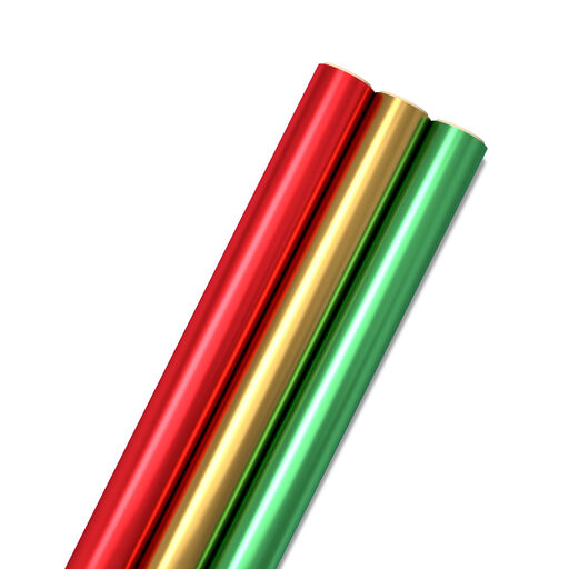 Red, Green, Gold Foil 3-Pack Christmas Wrapping Paper, 60 sq. ft., 
