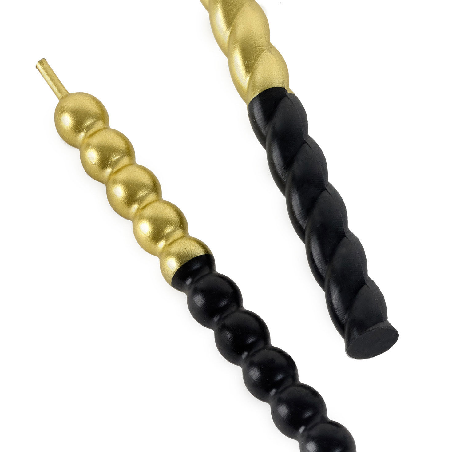 Black and Gold Glitter Curvy Birthday Candles closeup detail image number 4