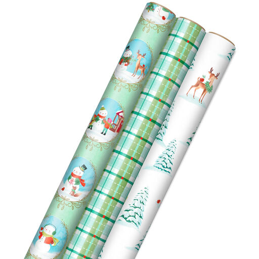 Pastel Christmas Prints 3-Pack Wrapping Paper, 120 sq. ft., 