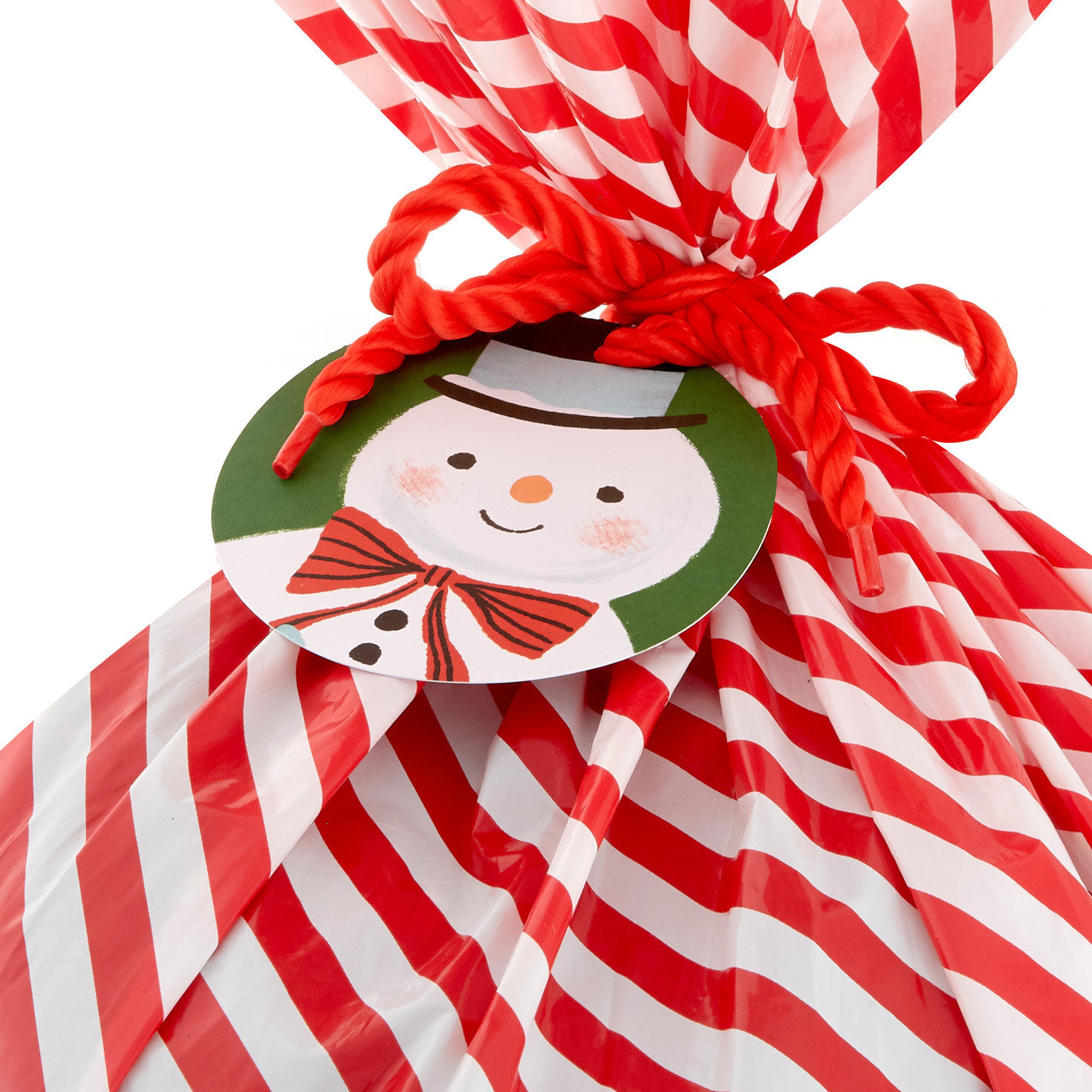 Snowman Plastic Christmas Gift Bag With Tag and Tie tag image number 5
