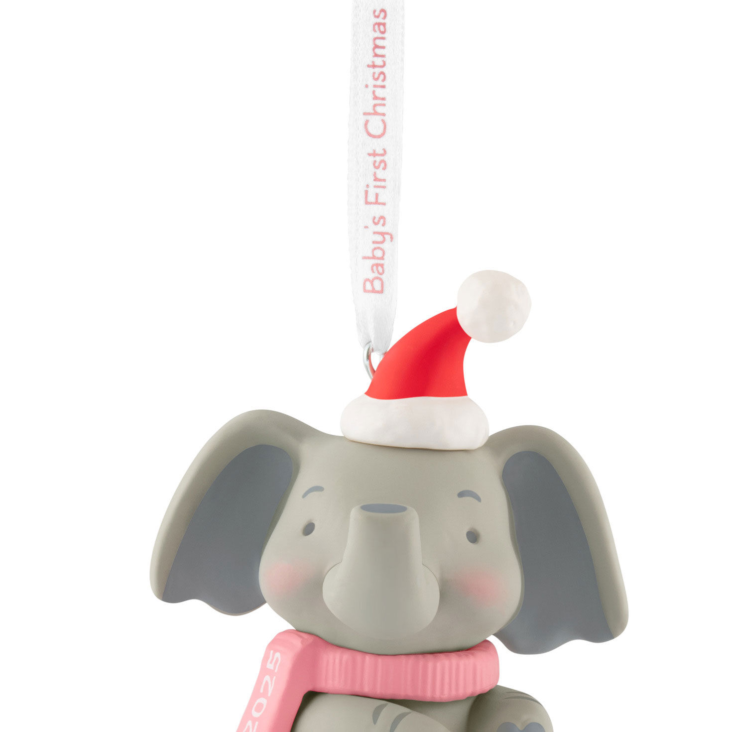 Baby Girl 1st Christmas Elephant Keepsake Ornament closeup view image number 5