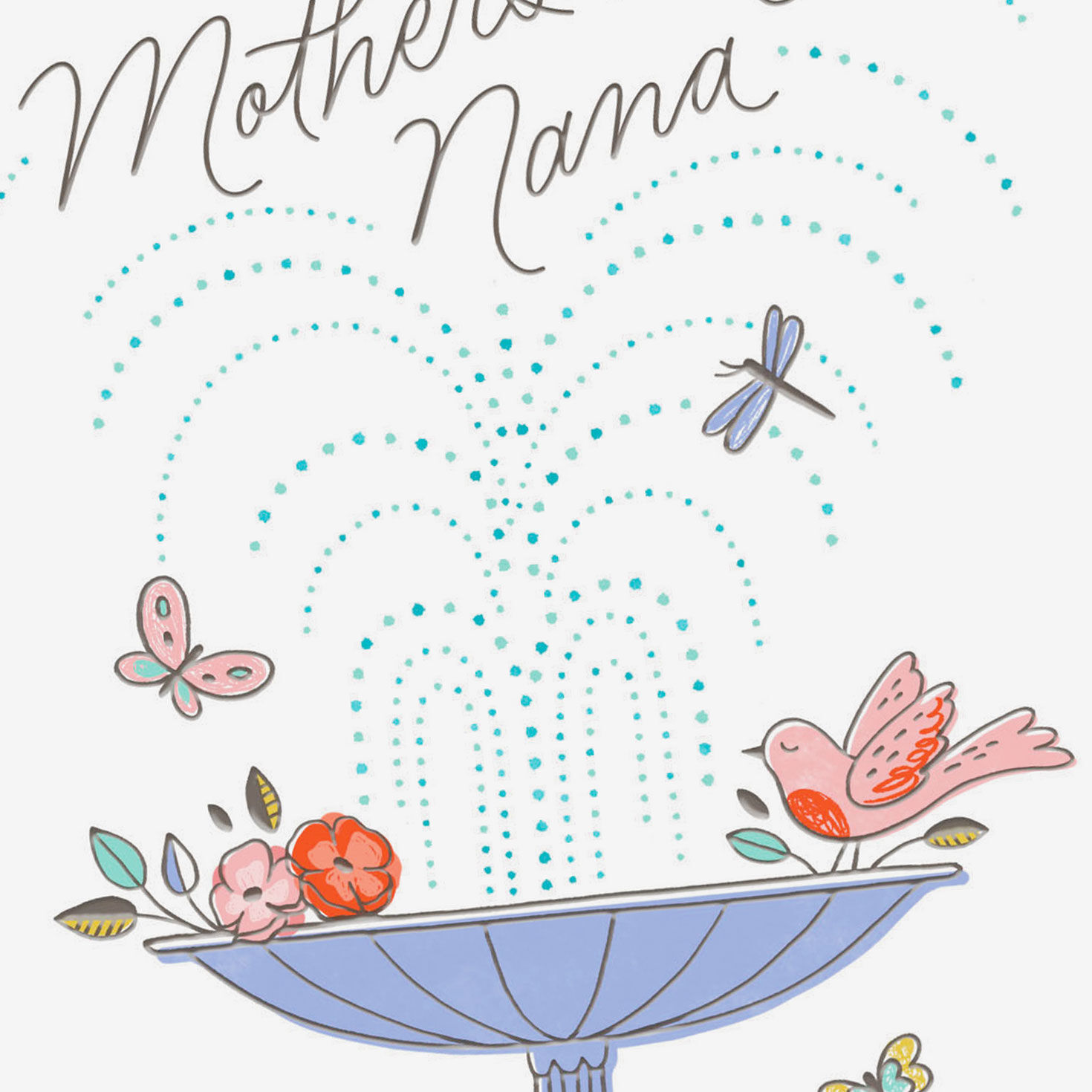 Birdbath Fountain Mother's Day Card for Nana Card Front Detail image number 4