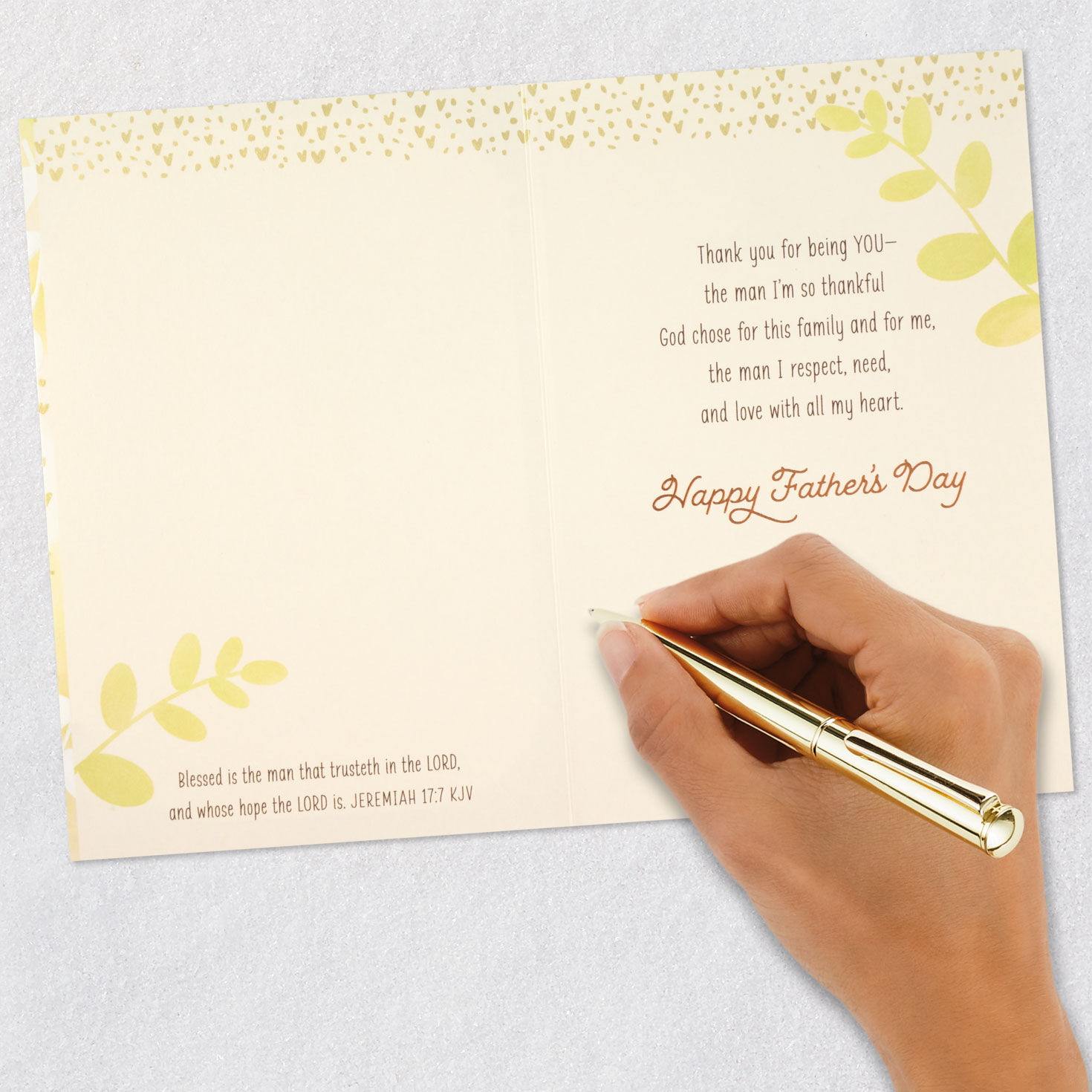 Couple Holding Hands Religious Father's Day Card for Husband Signing card image number 7