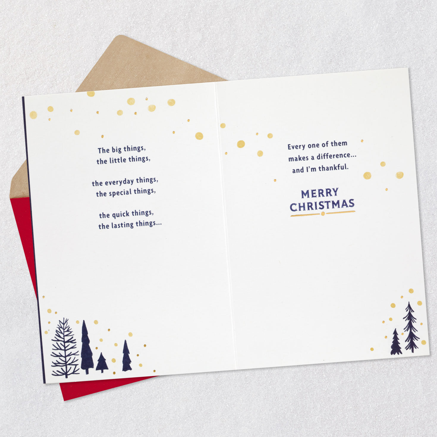 White Trees on Blue Christmas Card for Dad Open card with envelope image number 4