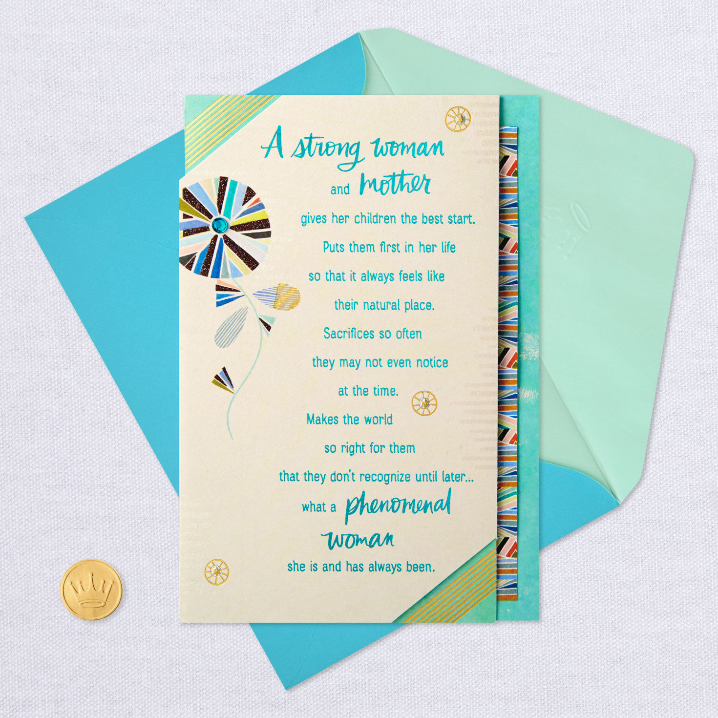 Geometric Flower Thanks and Love Card for Mom, , large image number 5