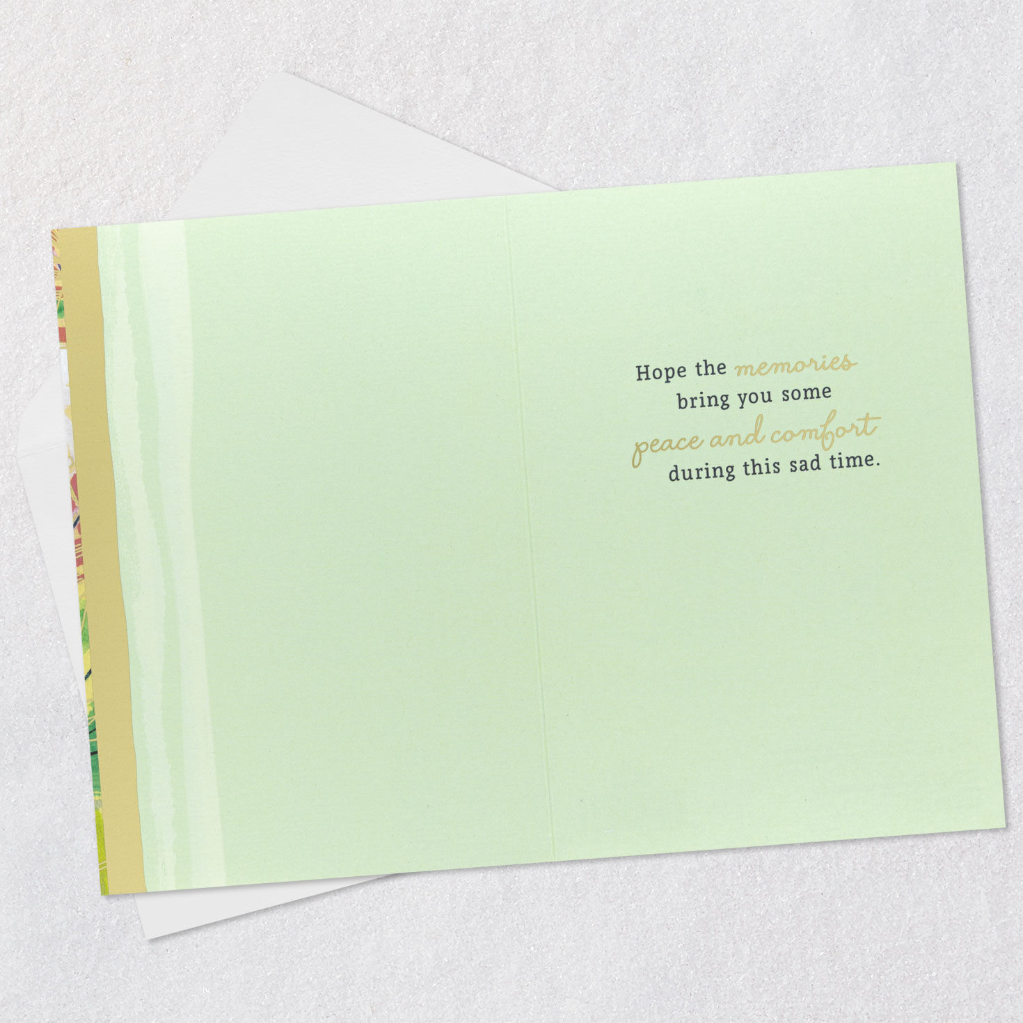 White Flowers in Vase Sympathy Card Open card with envelope image number 3