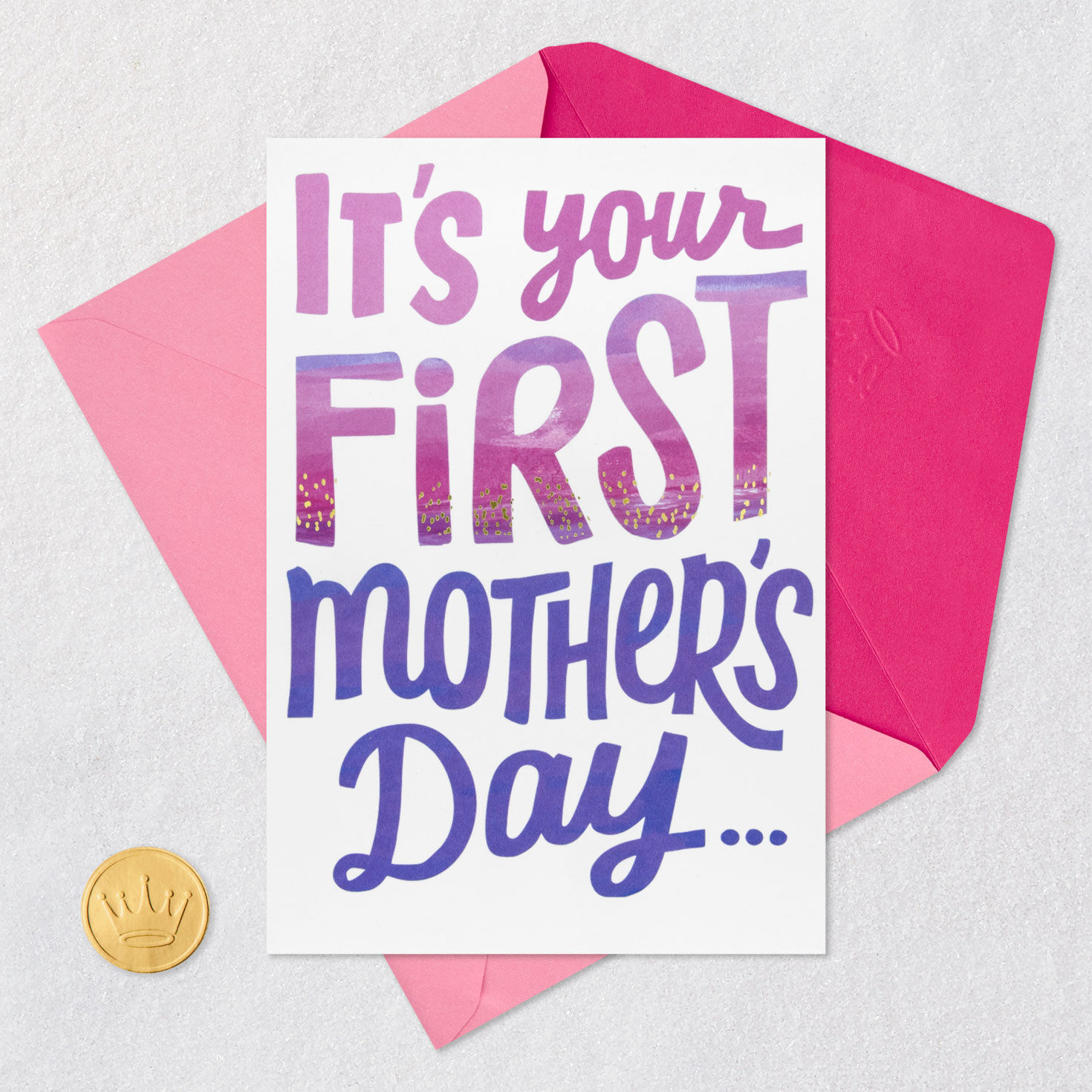 Gradient Lettering First Mother's Day Card for New Mom Card Front with Envelope and Gold Seal image number 5