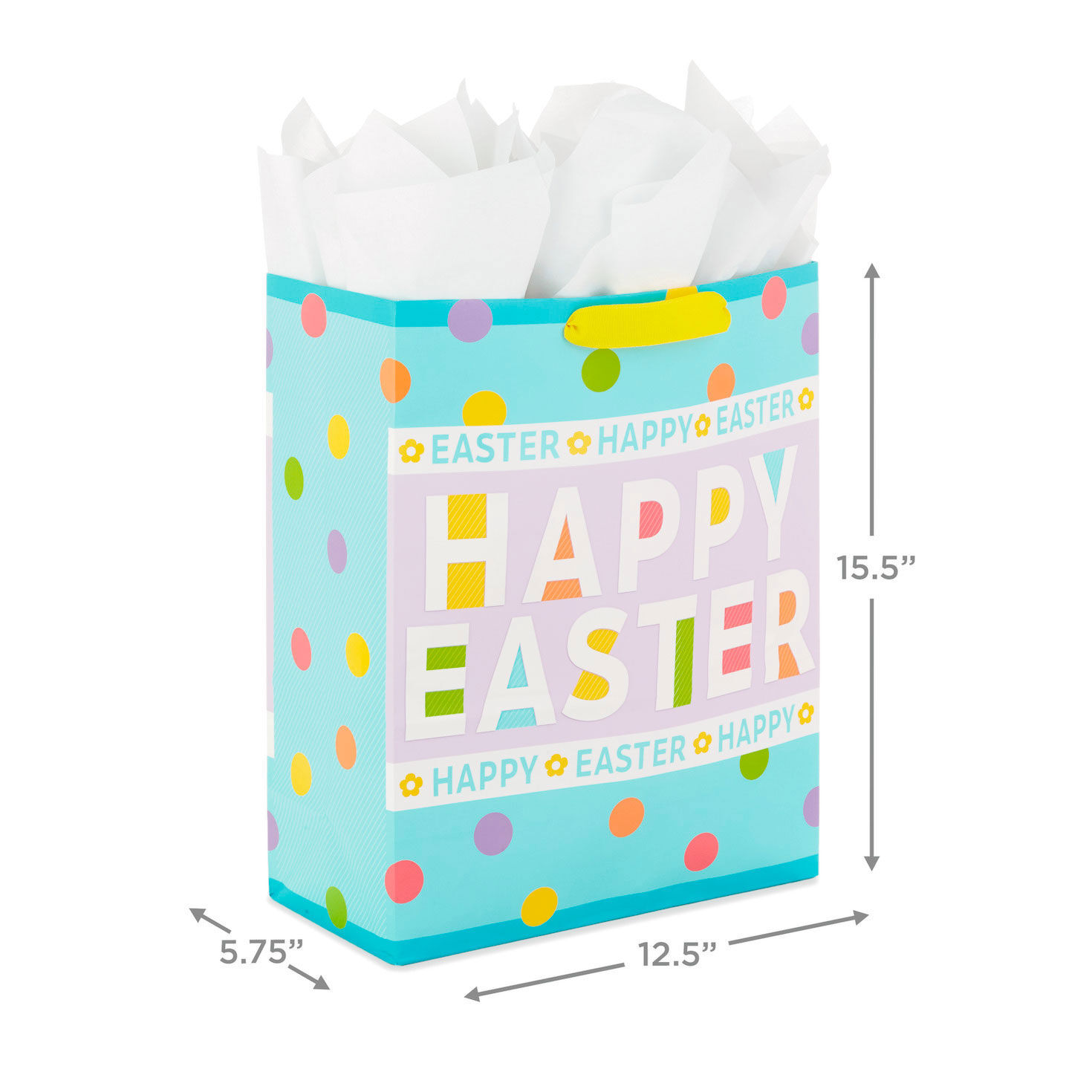 Extra Large Easter Dots Gift Bag With Tissue measurement image number 3