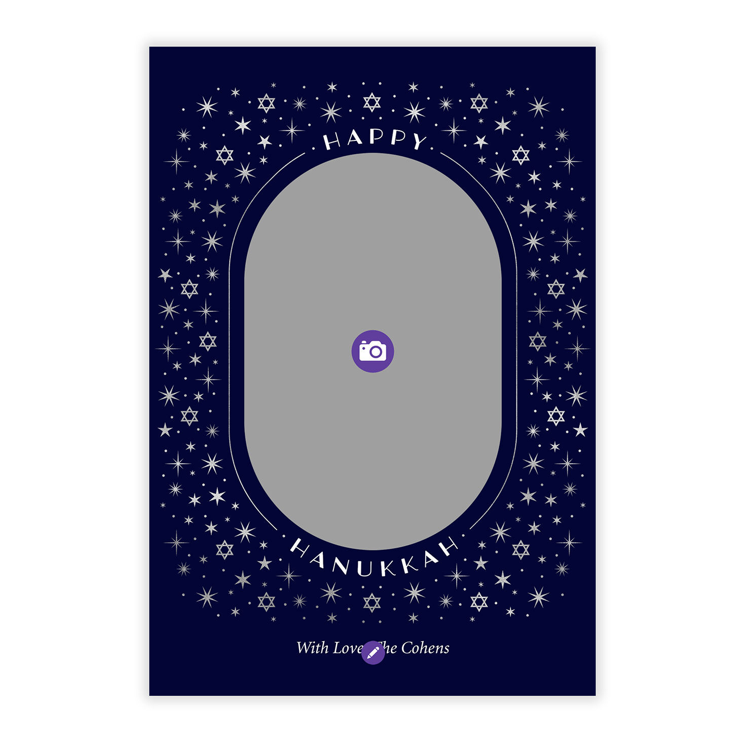 Stars of David on Blue Flat Hanukkah Photo Card, , large image number 5