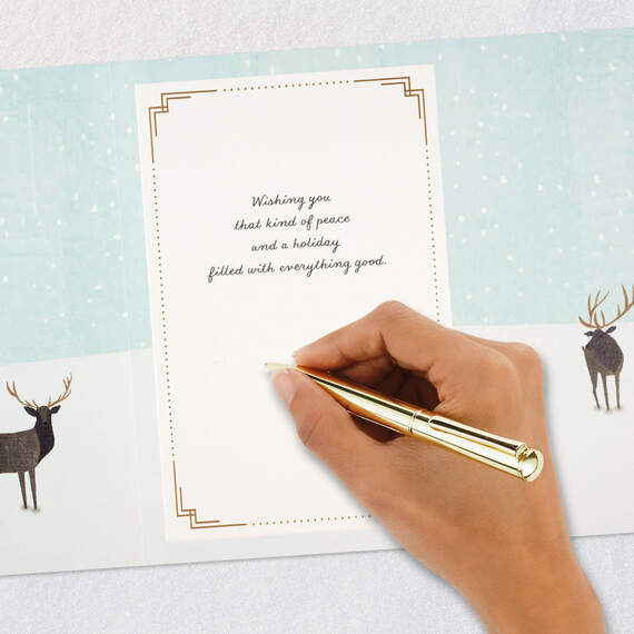Peace Everywhere Deer in Snowy Forest Holiday Card, , large image number 8