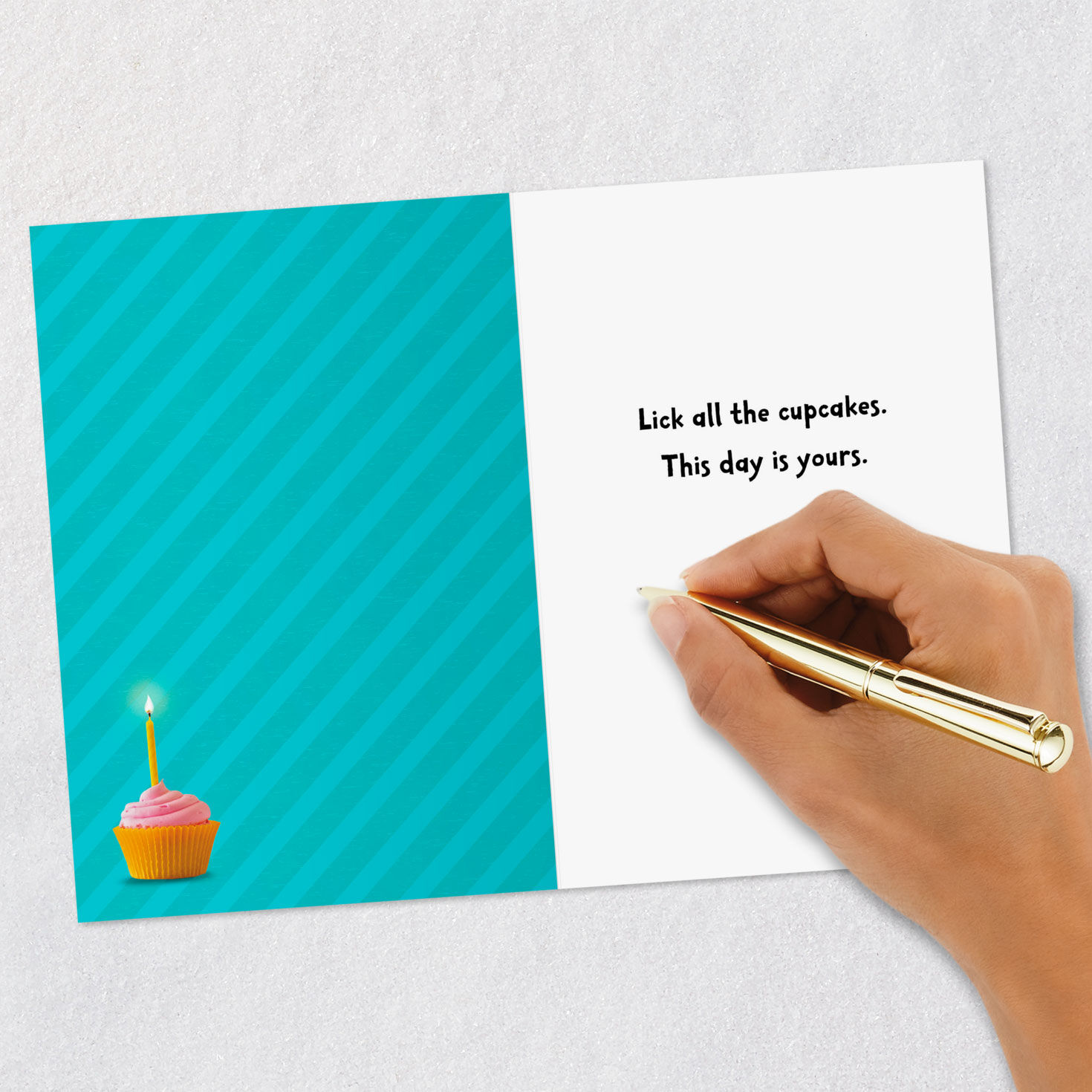Lick All the Cupcakes Funny Birthday Card Signing card image number 6