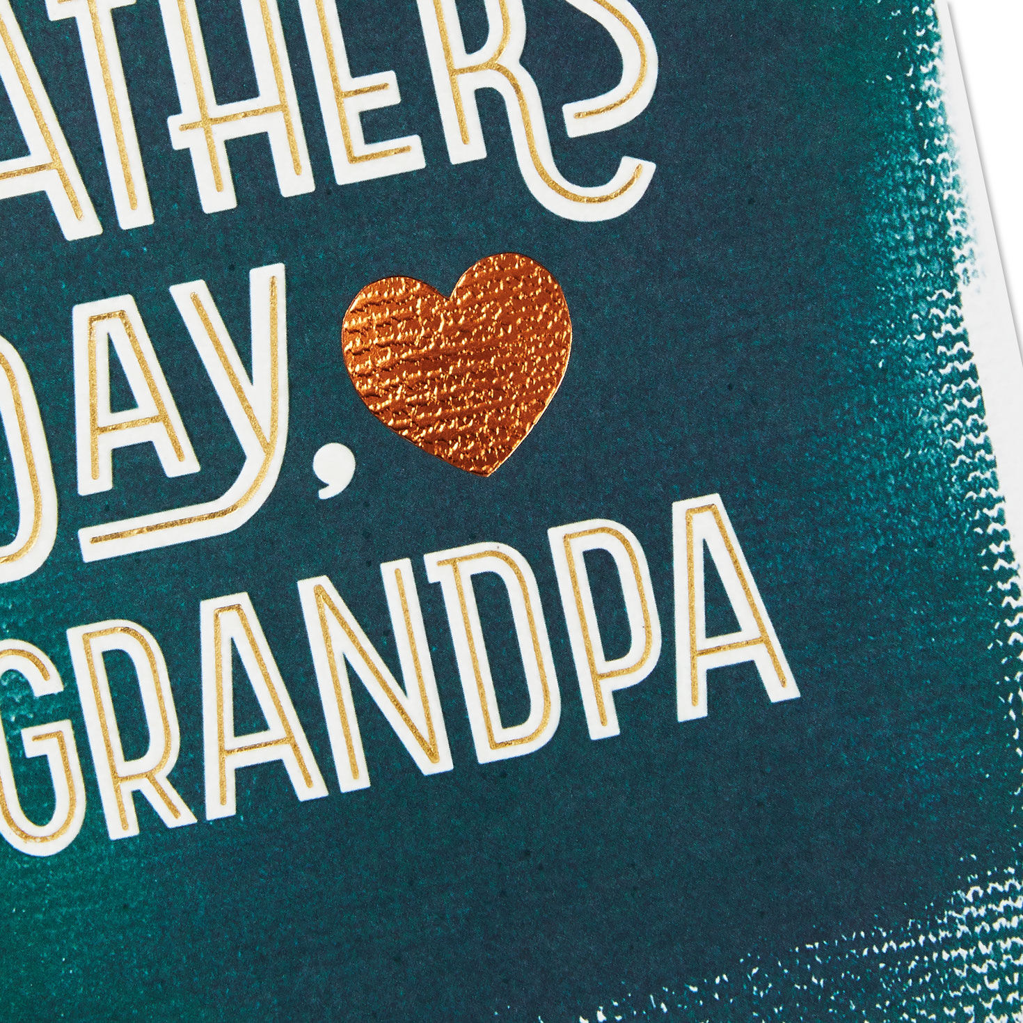 Copper Heart on Blue Burlap Grandpa Father's Day Card Card Front Detail image number 5