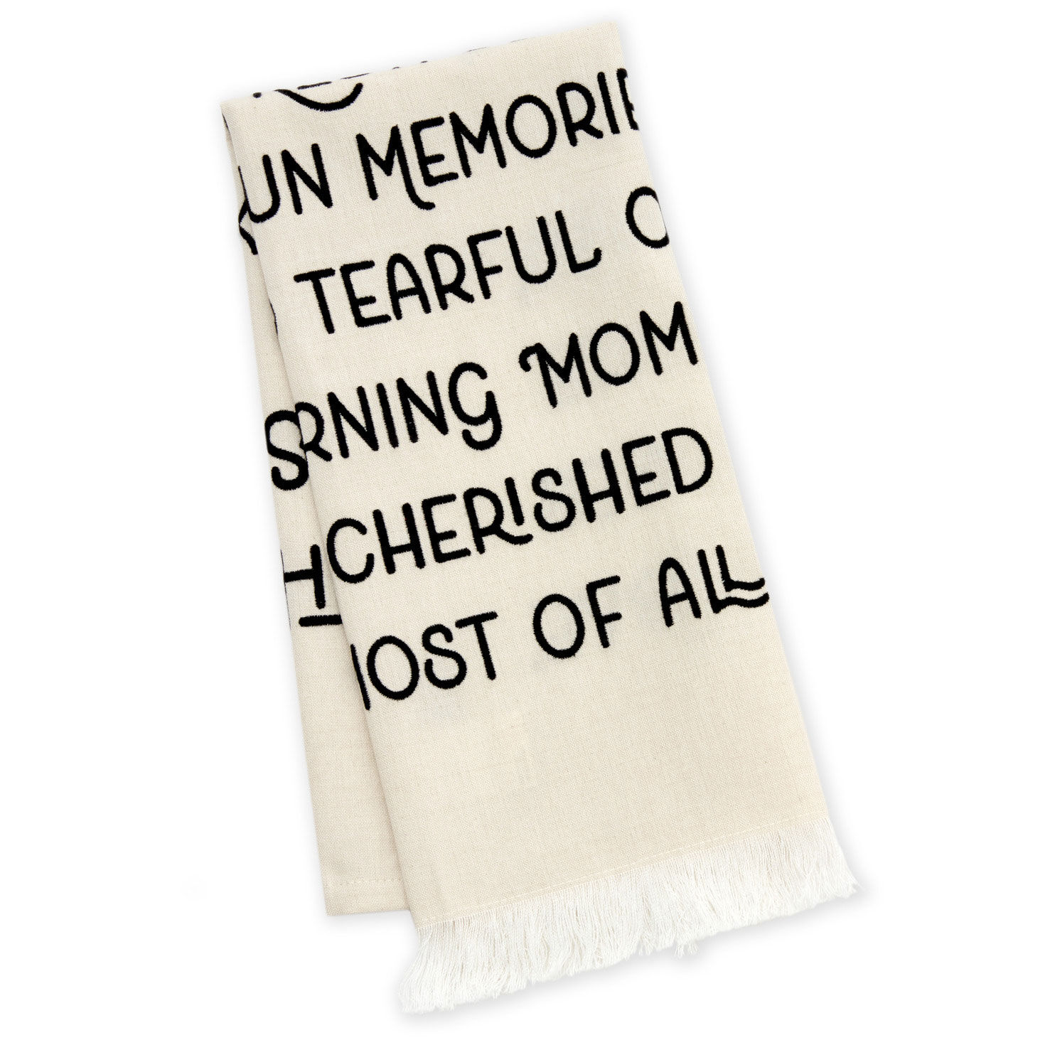 This Family Tan Fringed Tea Towel 18x26 Kitchen Linens Hallmark