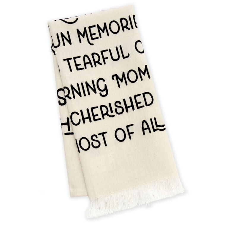 This Family Tan Fringed Tea Towel, 18x26