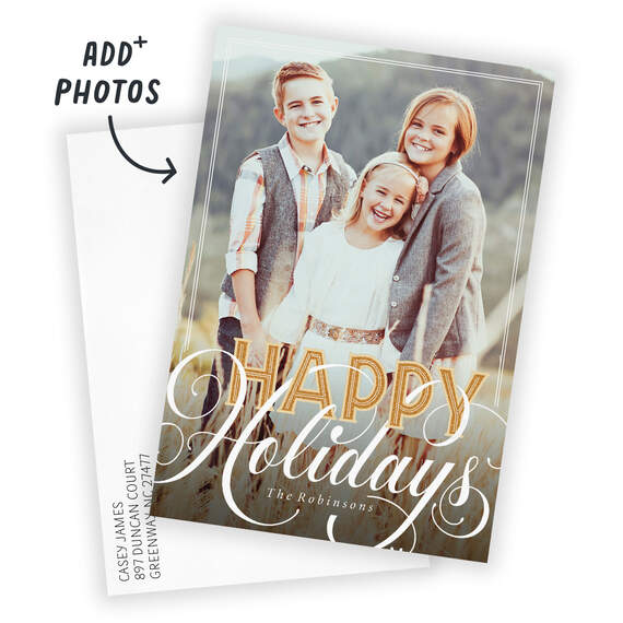Classic Scrollwork Flat Holiday Photo Card, , large image number 2