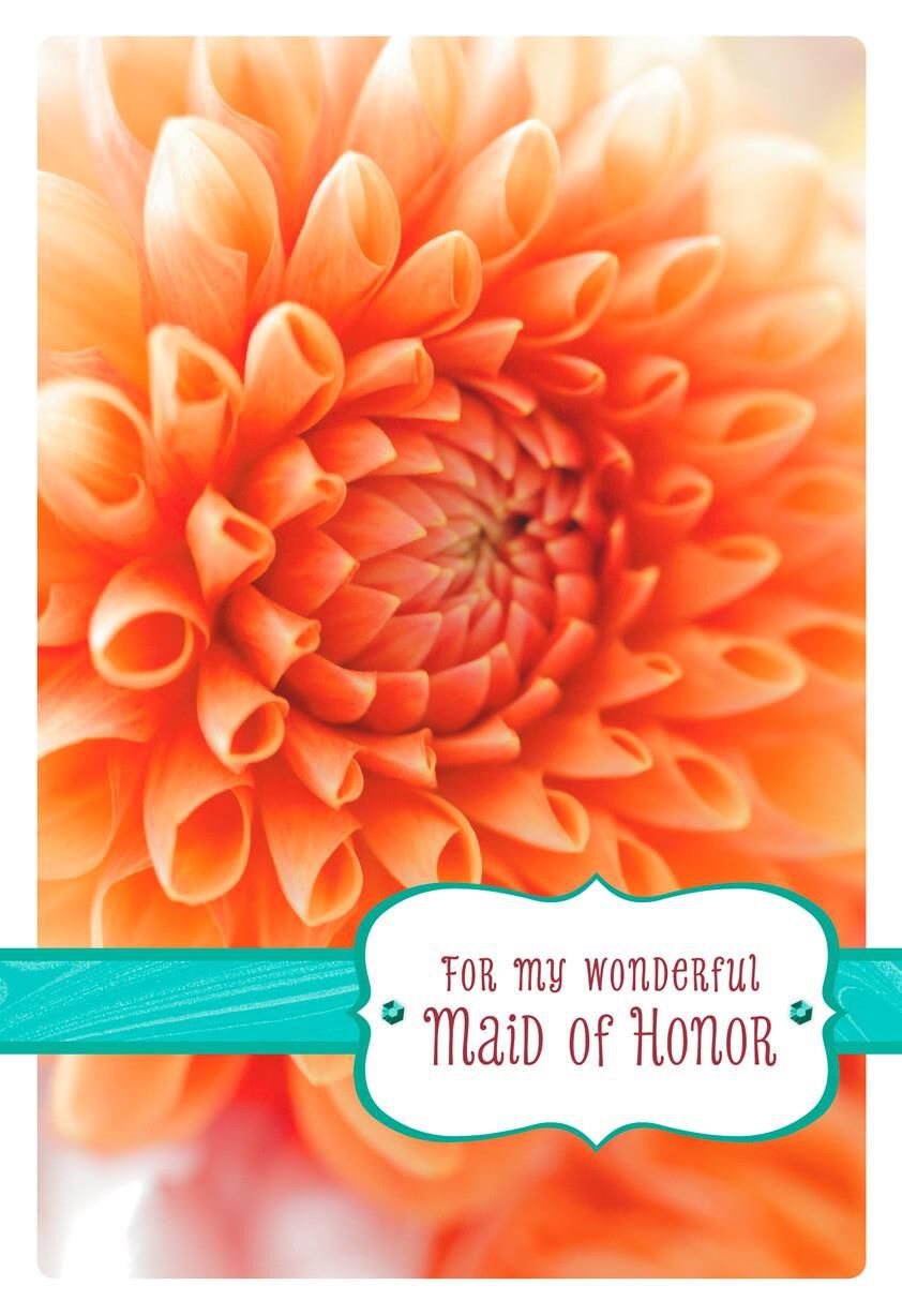 Orange Dahlia Maid of Honor Thank You Card