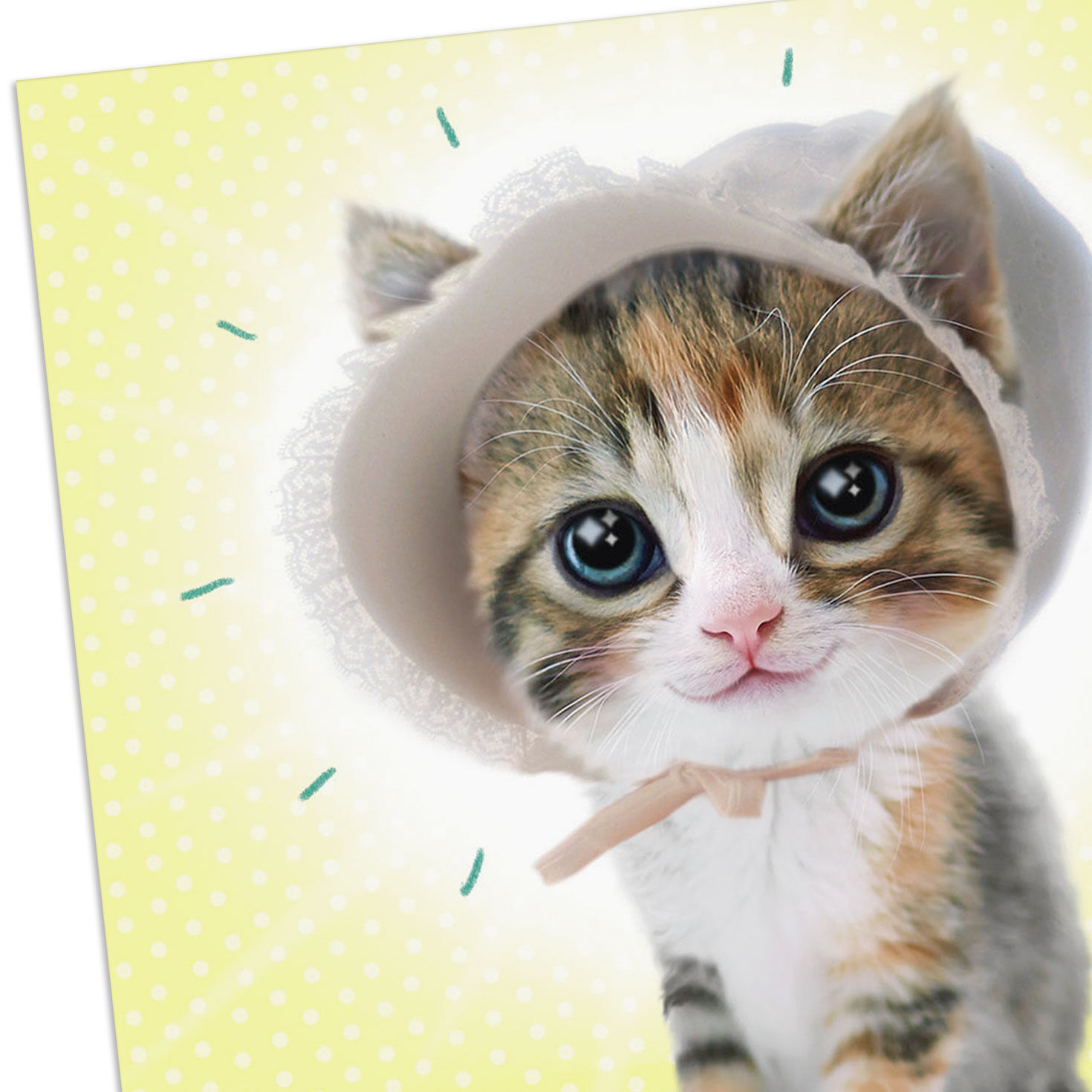 Kitty in Bonnet New Baby Congratulations Card Card Front Detail image number 4