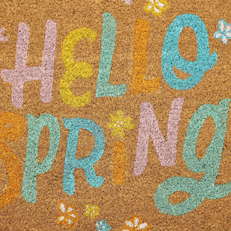 Hallmark Background Spring Hello Spring Outdoor Coir Doormat, 18x30 - Seasonal Decor | Hallmark