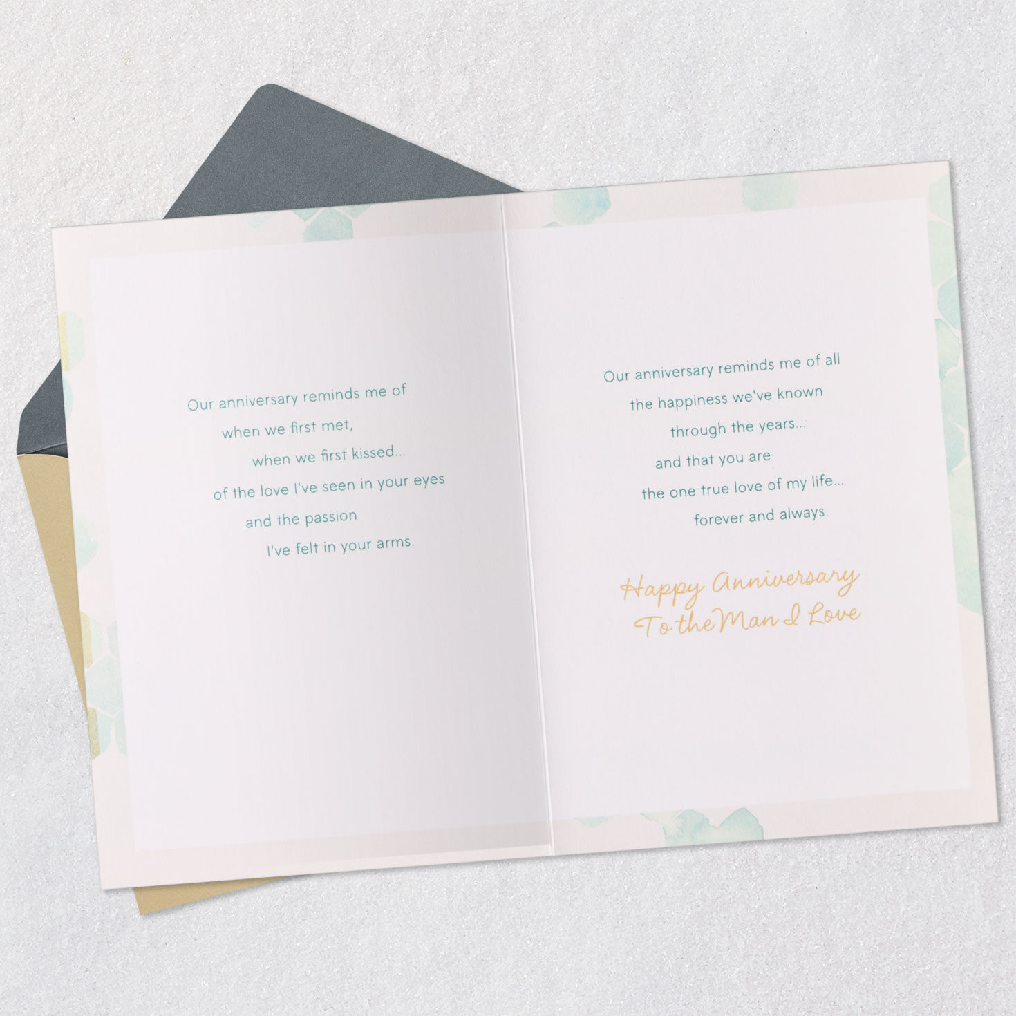 Teal and Gold Heart Husband Anniversary Card  image number 4