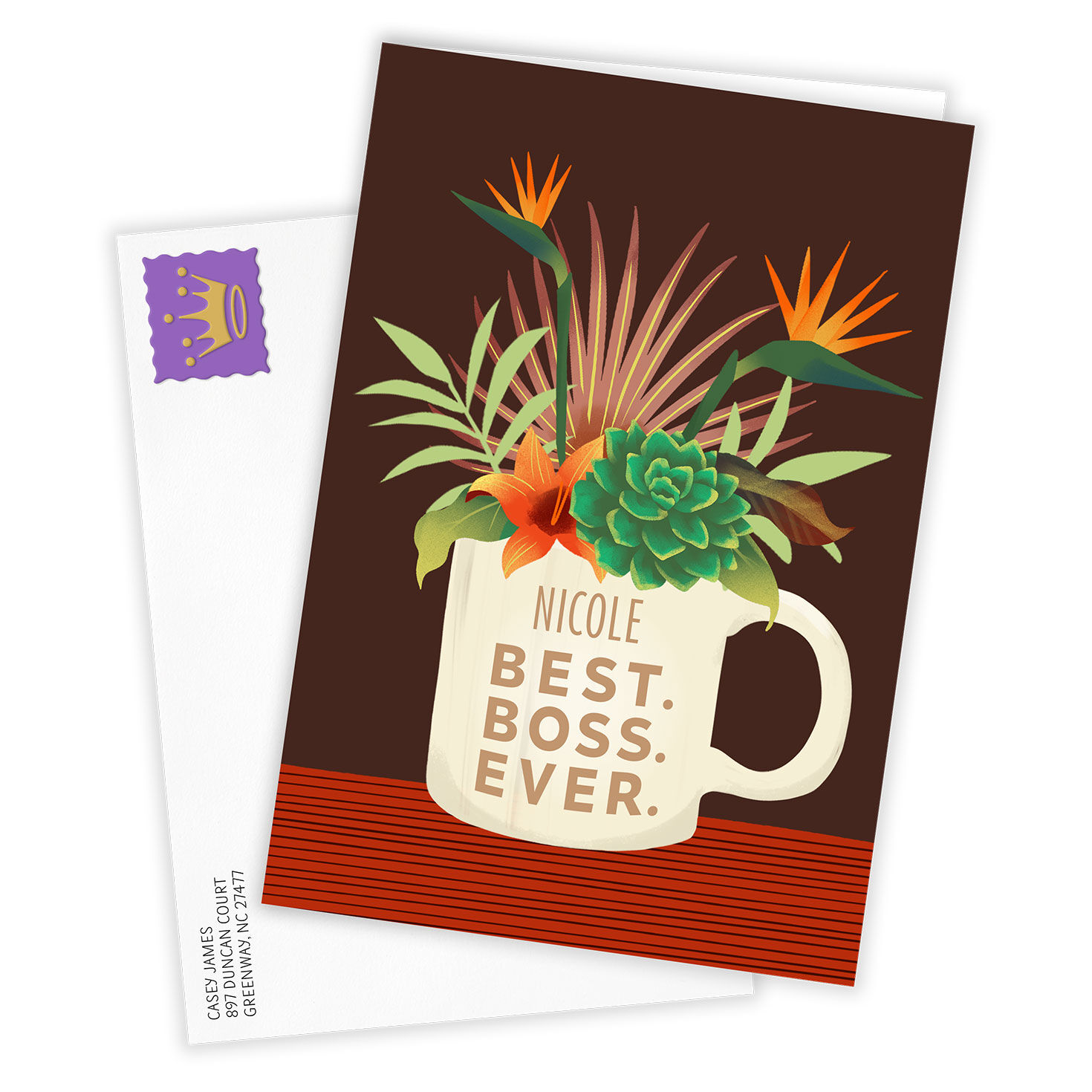 Plants in Mug Personalized Boss's Day Card Card Front with Envelope image number 2