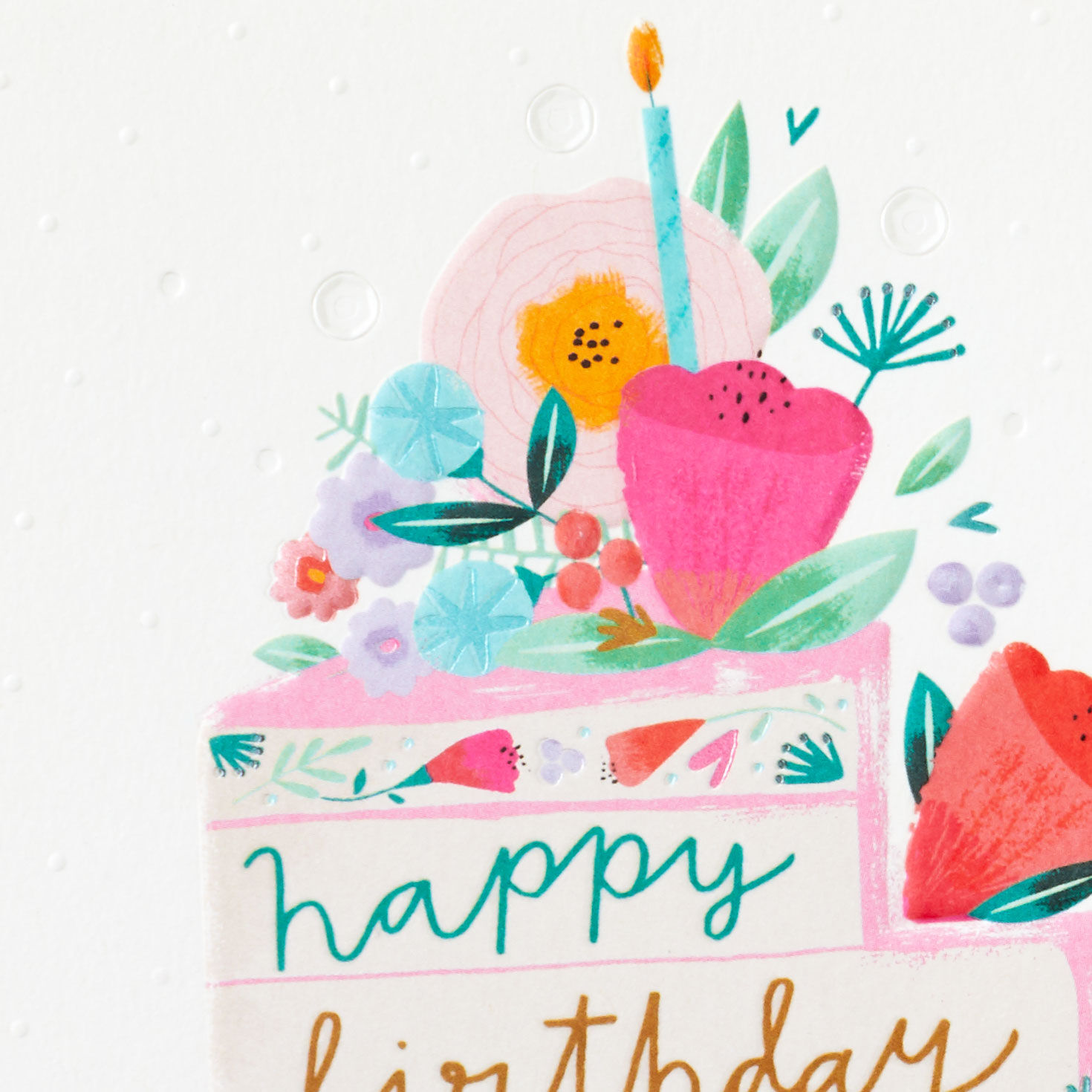 Flowers on Cake Birthday Card Card Front Detail image number 5