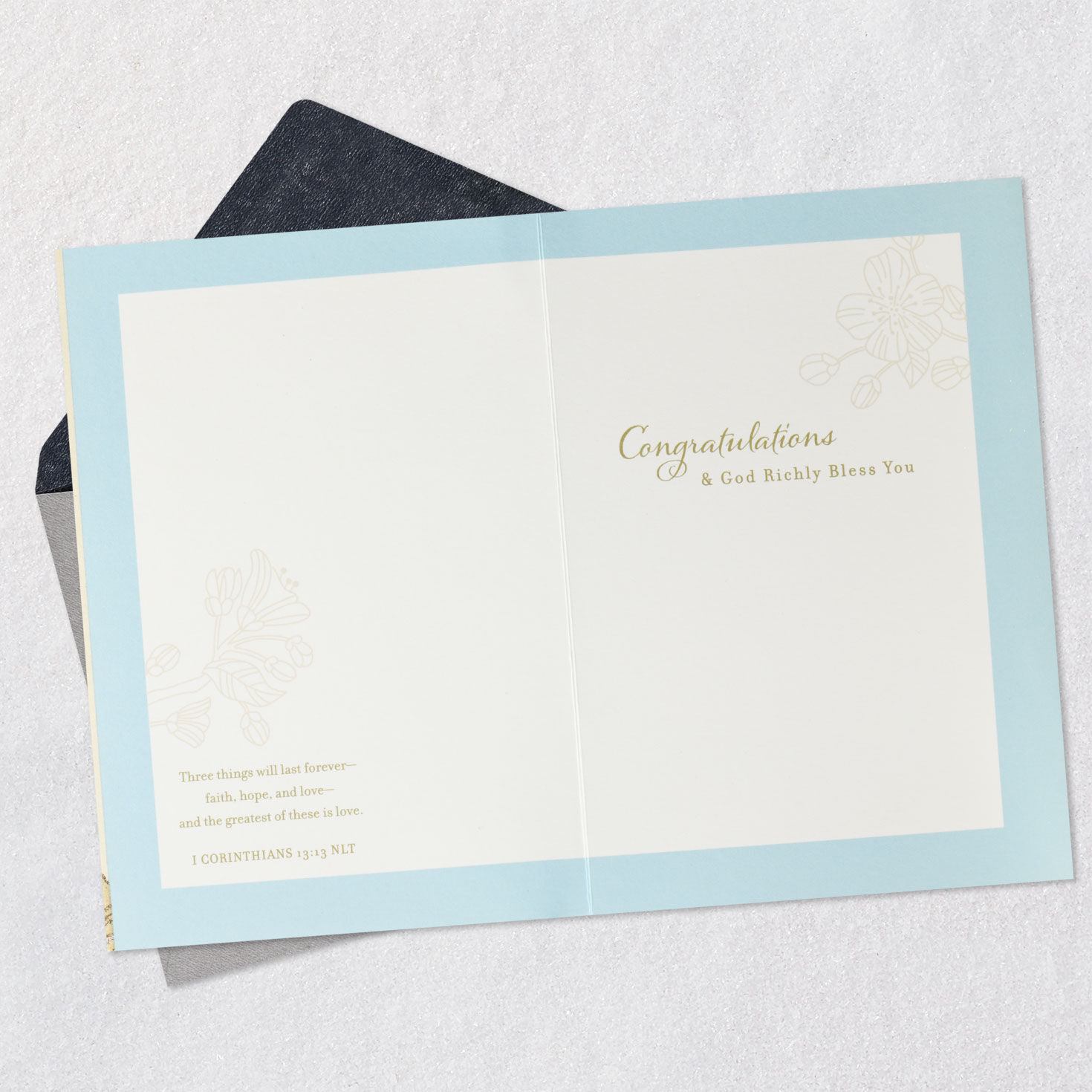 Sparkly Flowers Religious Wedding Card  image number 4