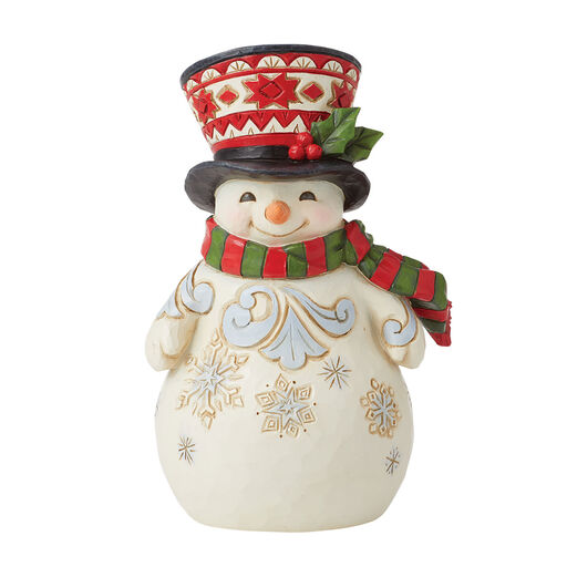 Jim Shore Pint-Sized Snowman With Festive Top Hat Figurine, 5.1", 