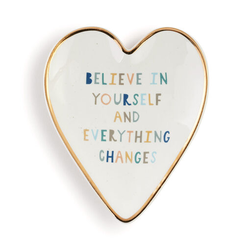 Demdaco Believe In Yourself Art Heart Trinket Dish, 