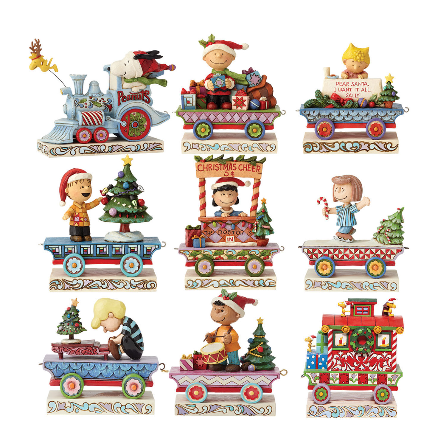 Jim Shore Peanuts Holiday Train Figurines, Set of 9 Figurines Hallmark