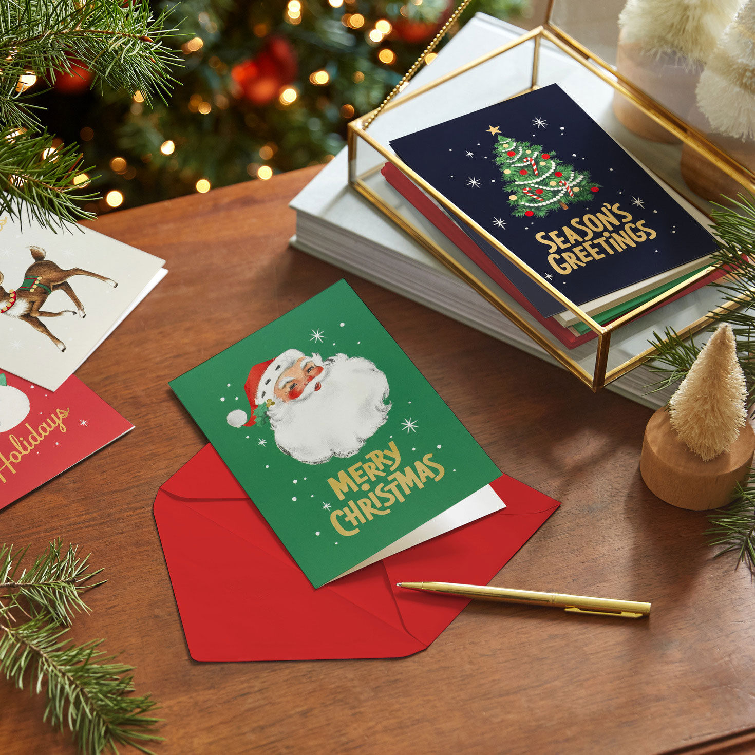 Retro Holidays Boxed Christmas Card Assortment in use image number 7