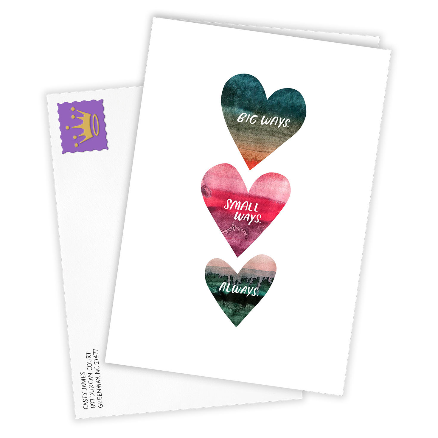 Watercolor Hearts Always Custom Love Card, , large image number 2