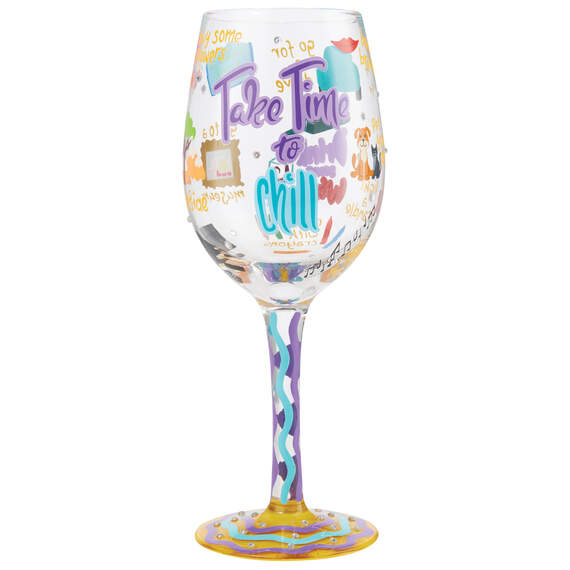 Lolita Take Time to Chill Handpainted Wine Glass, 15 oz.