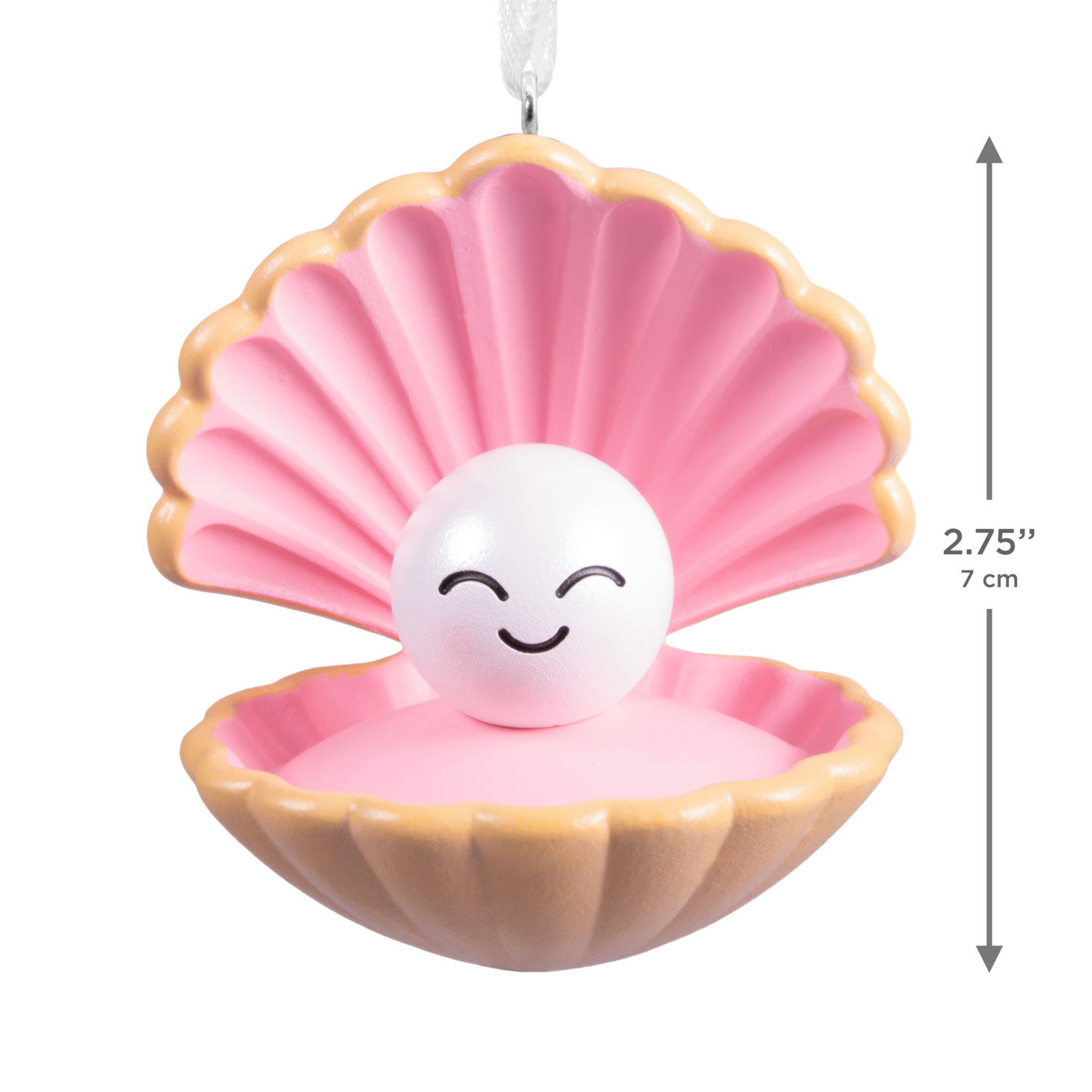 Oyster With Smiling Pearl Christmas Ornament measurement image number 3