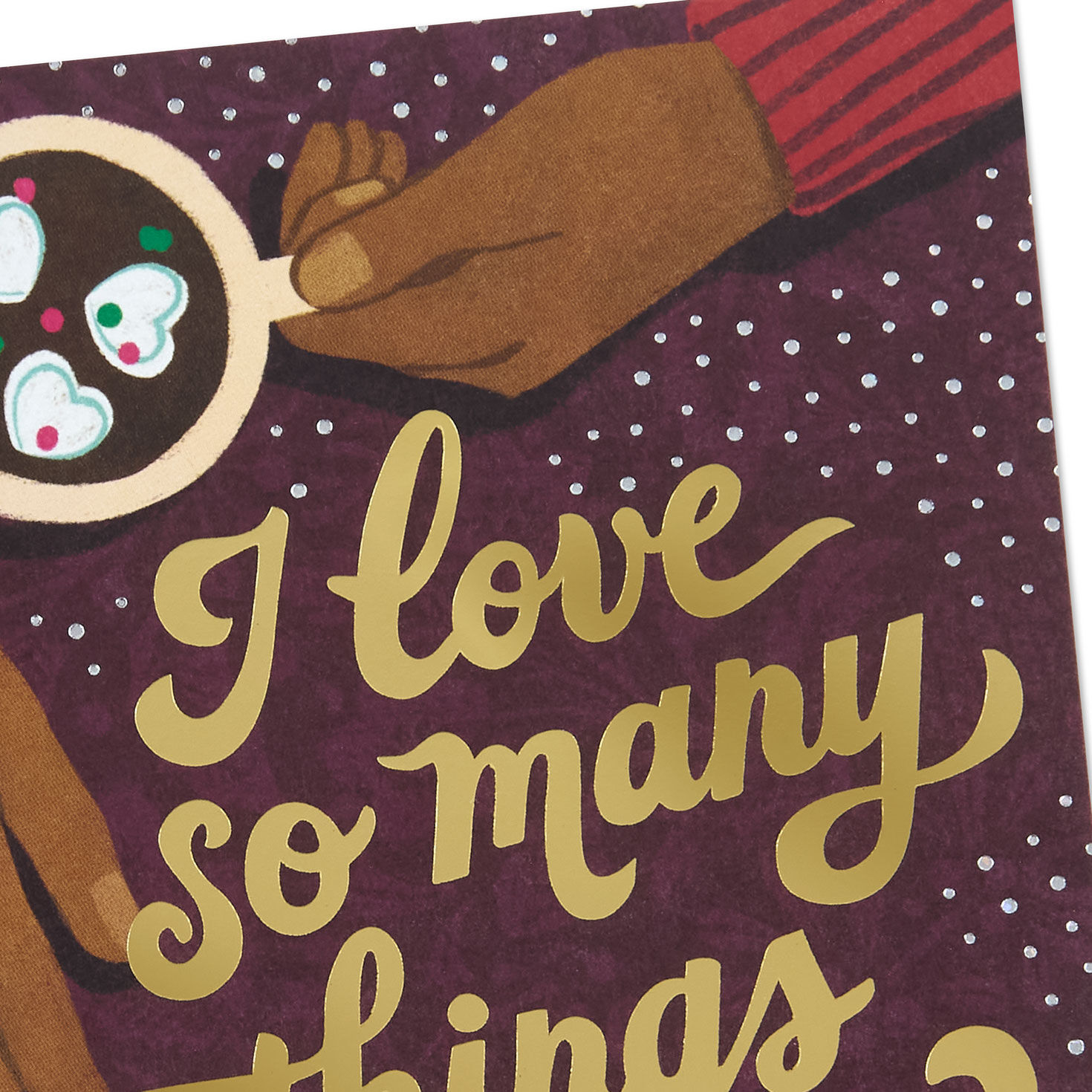 Black Hands with Mugs of Cocoa Christmas Card for Spouse Card Front Detail image number 6