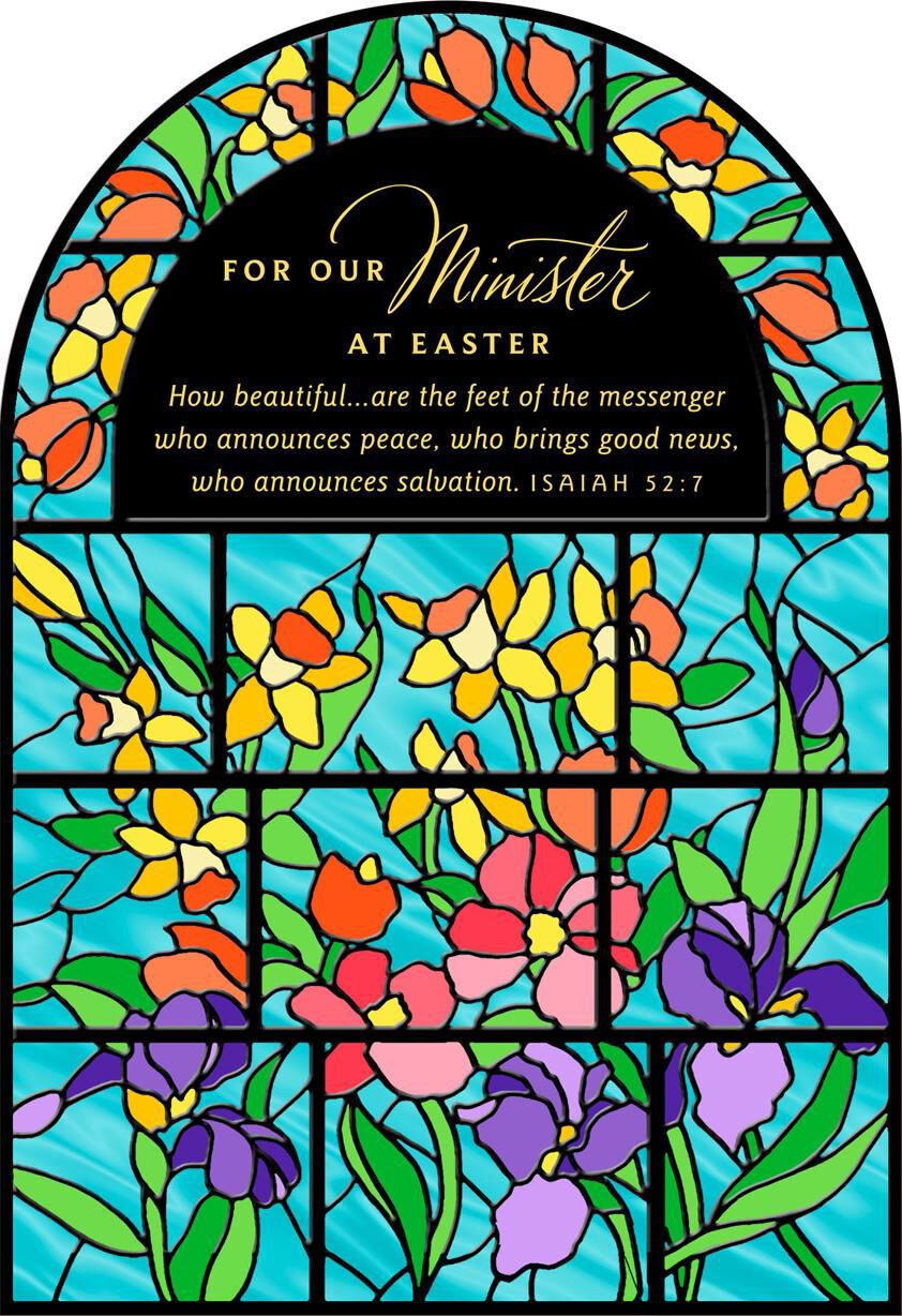 Stained Glass Window Religious Easter Card for Minister
