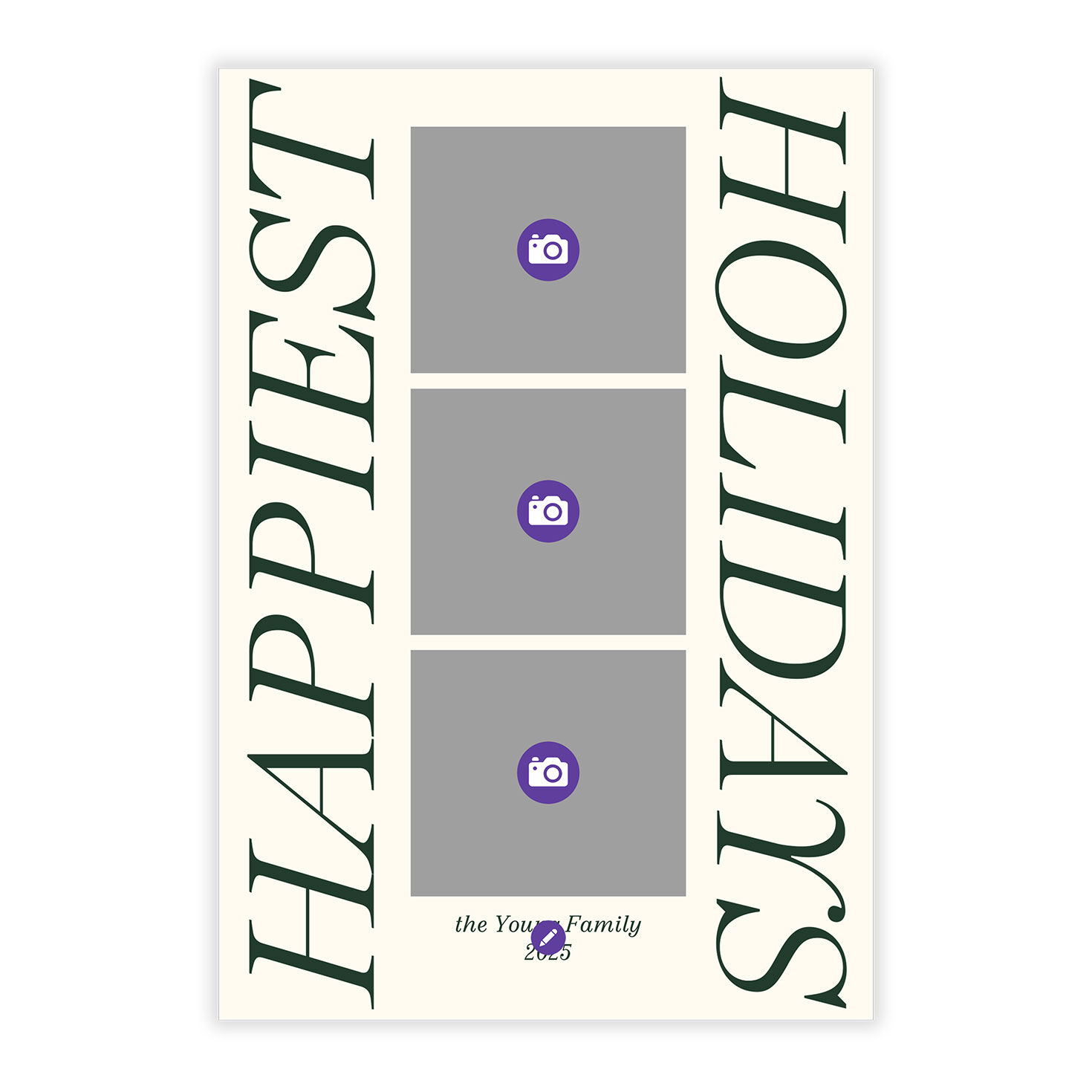 Green Lettering Flat Holiday Photo Card Card Front indicating personalization image number 5