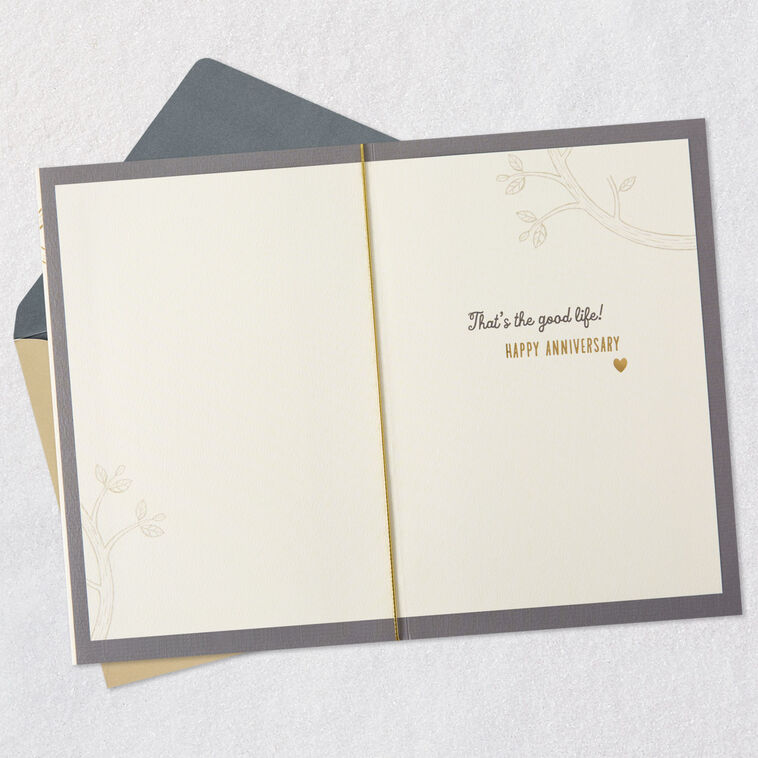 Two Gray Sloths Hanging from Branch Anniversary Card  image number 3