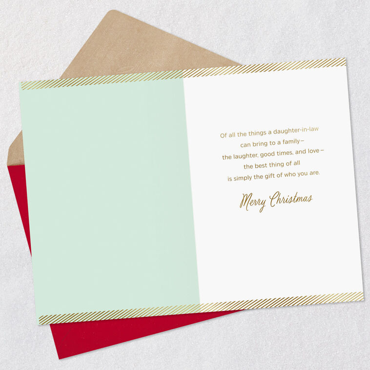 Festive Holiday Tree Daughter-in-Law Christmas Card Open card with envelope image number 3