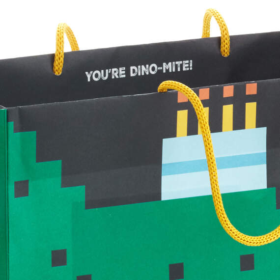 7.7" 8-Bit Dinosaur Medium Horizontal Birthday Gift Bag, , large image number 5