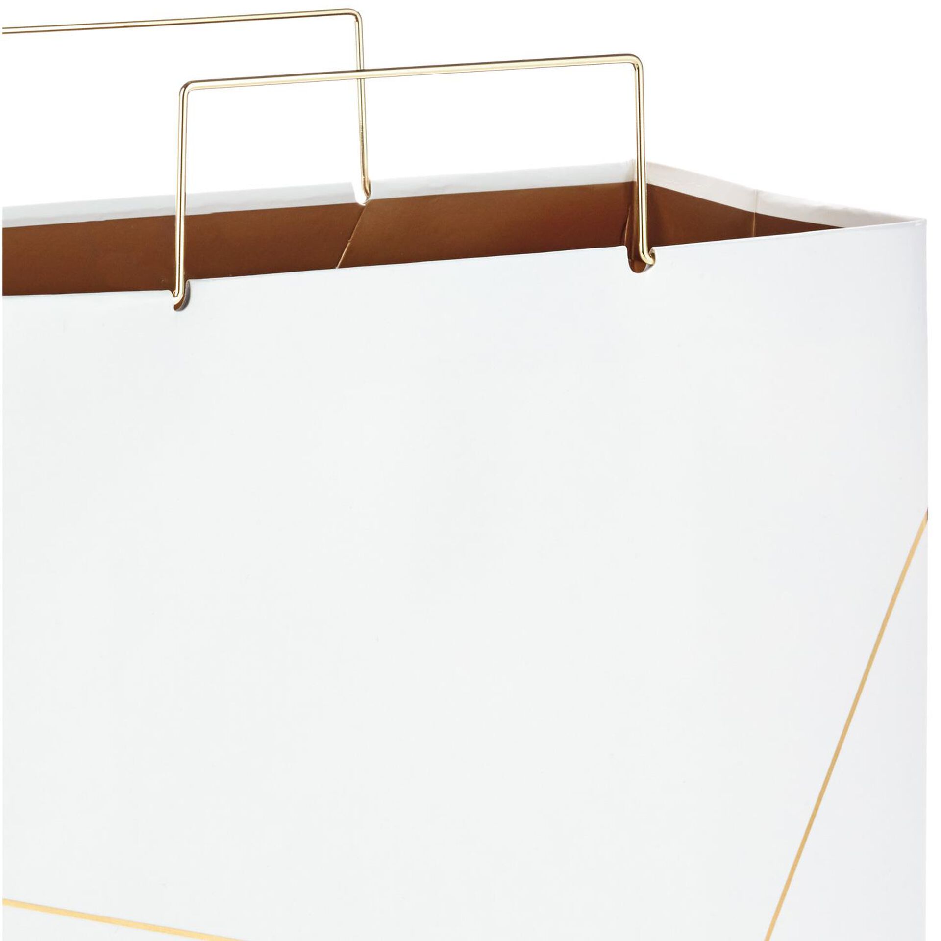 White With Gold Large Square Gift Bag, 10.4" Gift Bags Hallmark